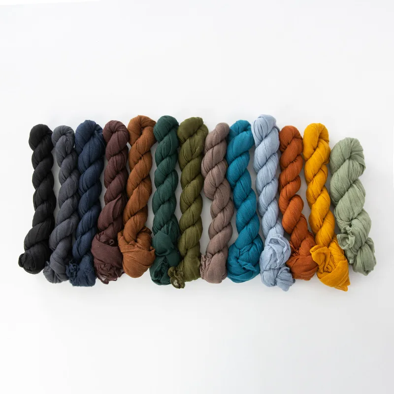 Solid Spring New Crumpled Scarf For Women Girls Cotton Voile Thin Scarves Soft Knitting Shawl Summer Female Linen Wrap Shawls
