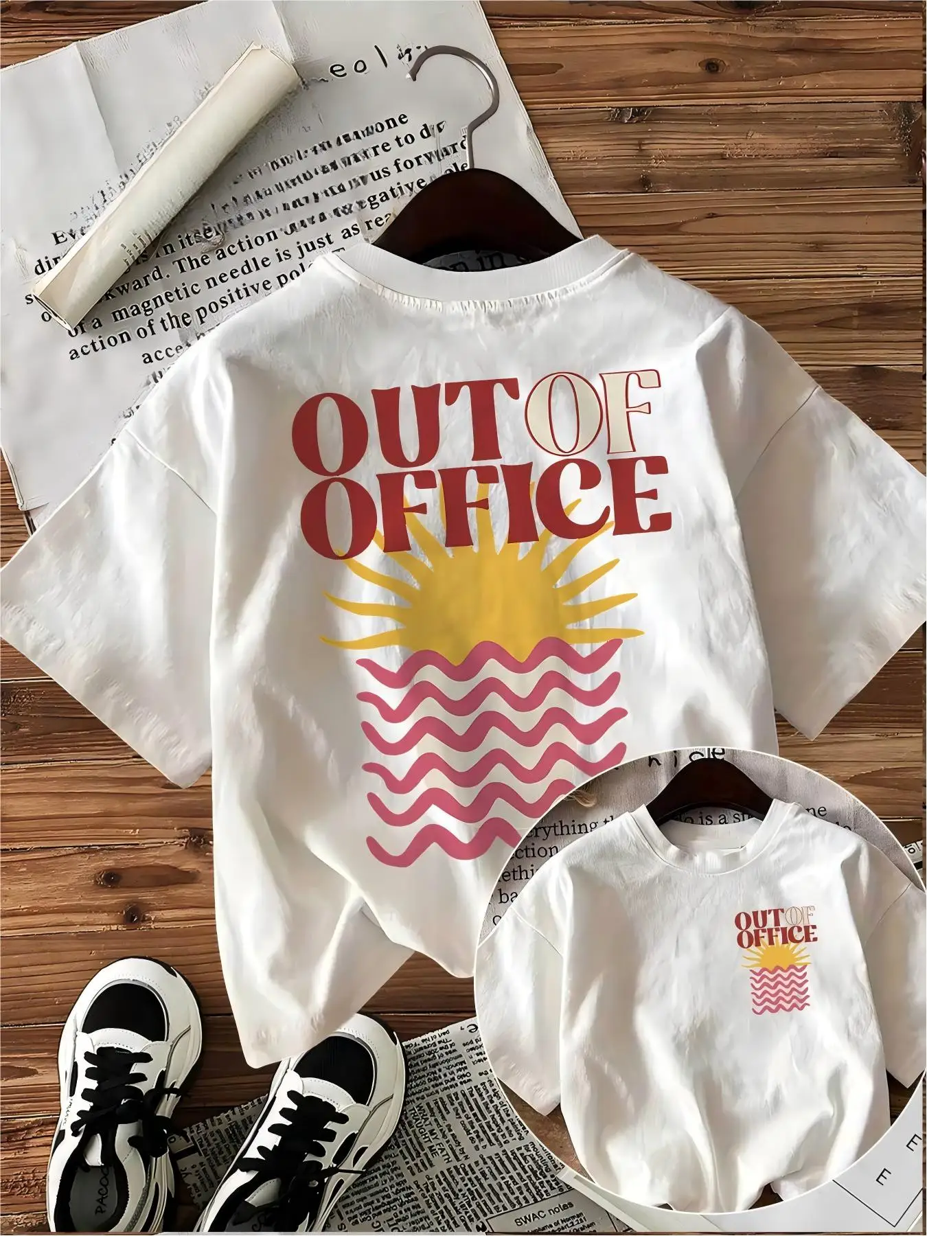 Out Of Office Graphic T-Shirt Summer Beach Sun Wave Retro Aesthetic Harajuku Streetwear Vacation Mode Tops For Women Men Unisex