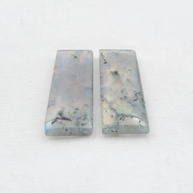 Natural Stone Flashy Labradorite Rectangular Earrings For Women 37x12x4mm 8g Semiprecious Fashion Jewelry Accessories