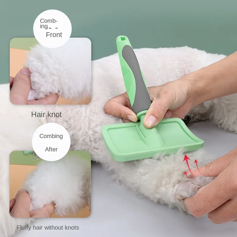 Dog Brush Stainless Steel Dogs Combs Massage Dog Grooming Brush Pet Hair Remover Cleaning Tools Soft Handle Cat Comb Brush Cat