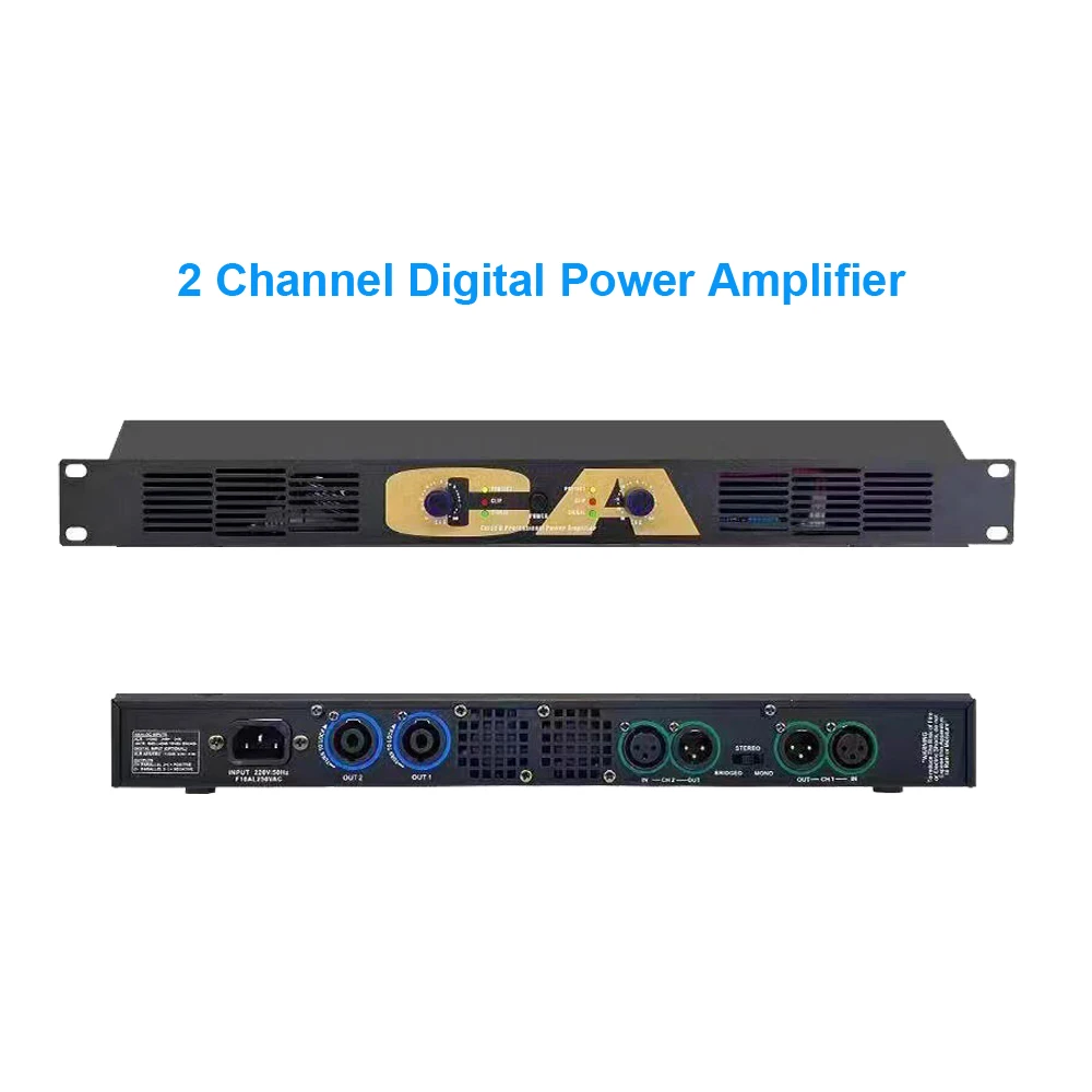 High-Tech Two Channel 1800W Class-D Digital Power Amplifier Bridged Stereo Mono 3 Modes 2x 450W Stave DJ Karaoke AMP