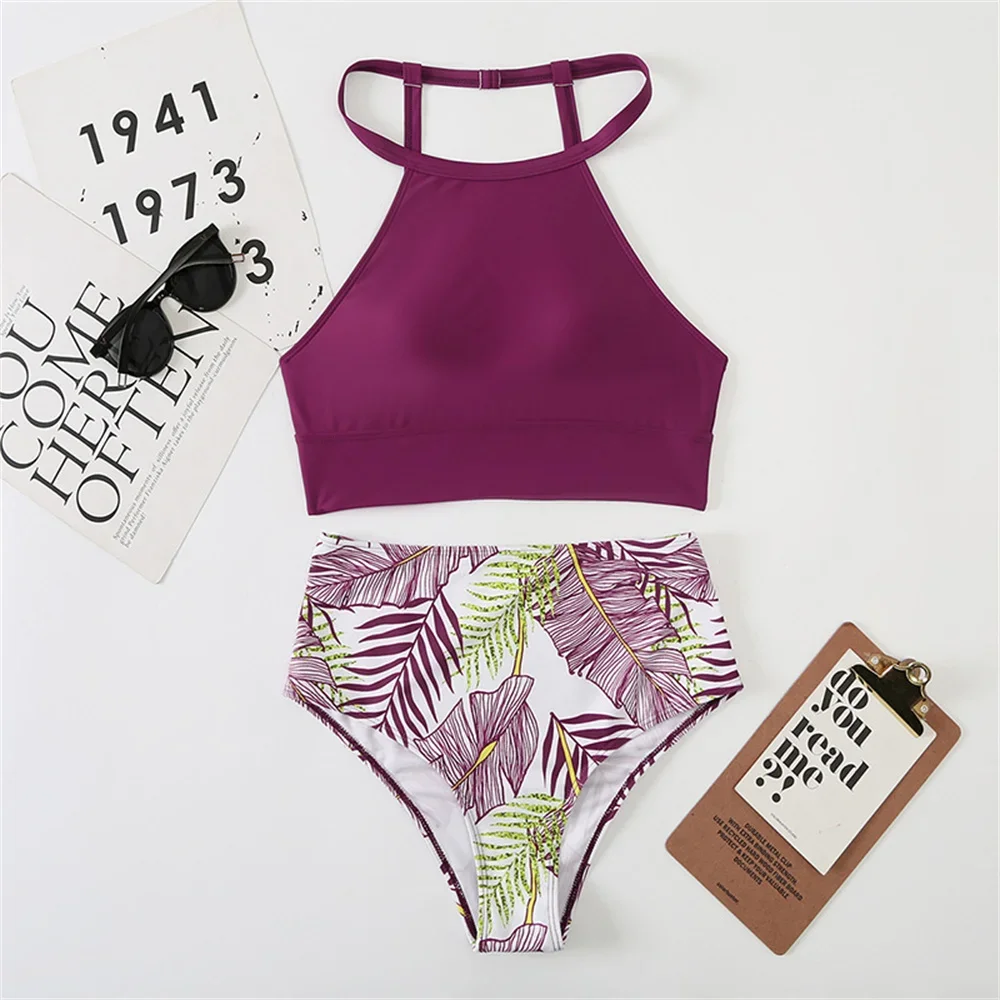 Mode Print Bikini Hoge Taille Badpak Bandjes Push Up Badmode Vrouwen Twee Stukken Strand Badpakken Tankini Maillot Bain Femme