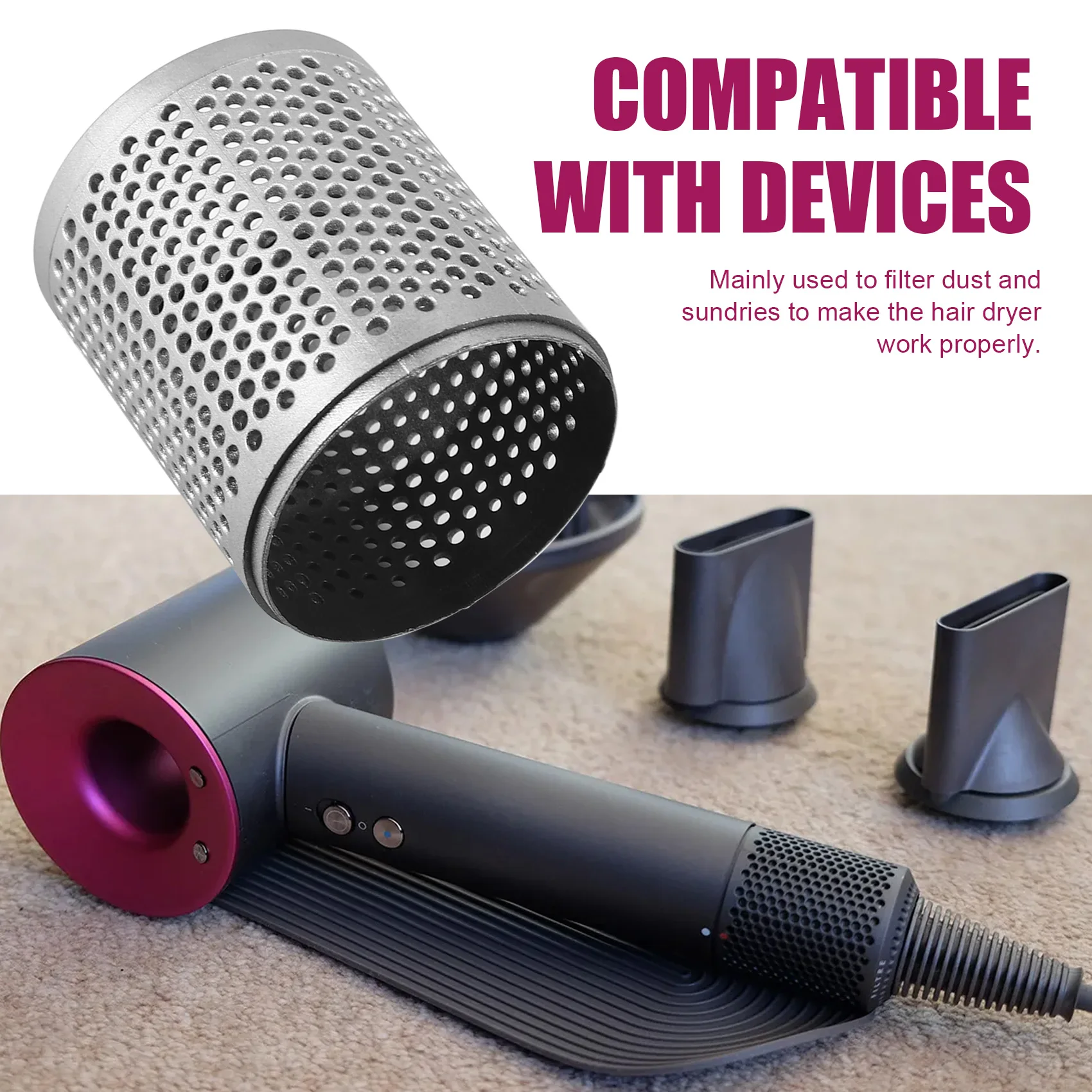 AT17 подходит для фена Dyson HD01 HD03 HD08 пылезащитная внешняя крышка фильтра аксессуары для пылесоса серебристый