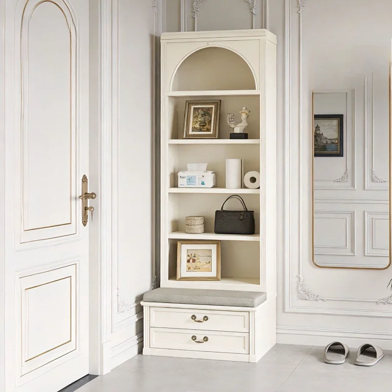 

American 50cm80 all solid wood shoe change stool storage cabinet integrated combination against the wall porch storage cabinet s