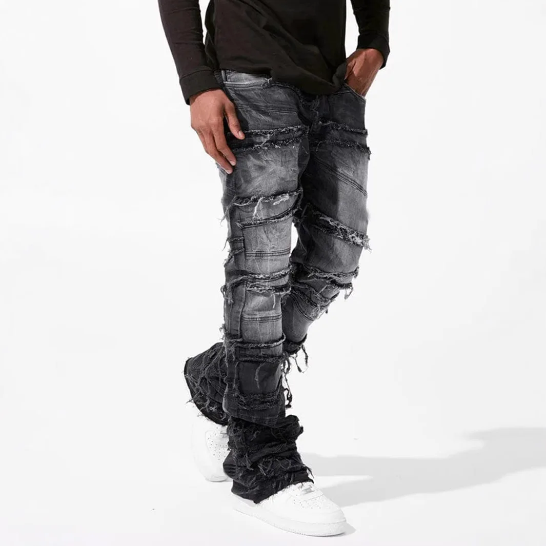 2025 New men's denim pants trendy street style for Europe Instagram-worthy stretch denim straight leg pants European size - Image 3