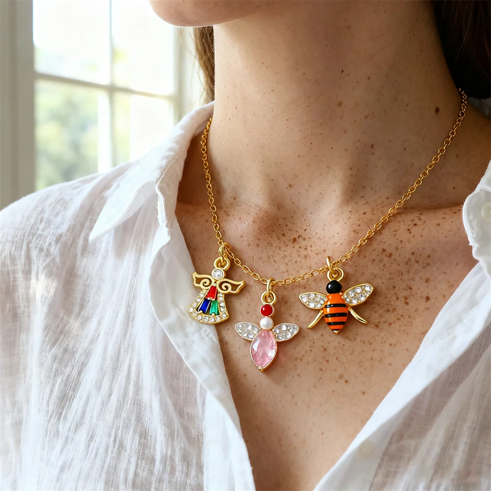 

3 шт. подвески из латуни с кубическим цирконием, детали ангела, пчелы, насекомые, подвески для самостоятельного изготовления ювелирных изделий, для женщин и мужчин, модное ожерелье, аксессуар
