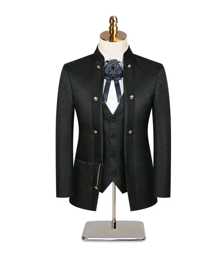Modern Tailored Wedding Suits for Man 2 Pieces Blazer Pants Single Breasted Jacquard Fabrics Formal Business Office Customized