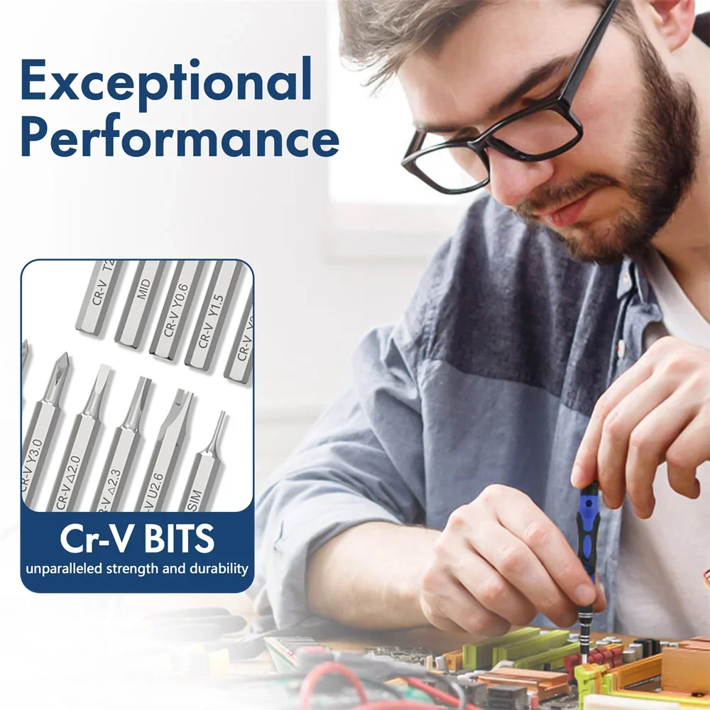 Set di cacciaviti di precisione 62 in 1 Punte in acciaio CR-V Driver magnetico Maniglia Estensione Kit di strumenti di riparazione albero flessibile per PC telefonico