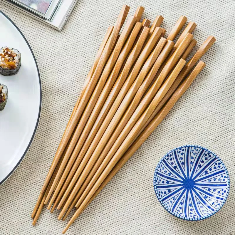 5 Pairs Handmade Natural Bamboo Wood Chopsticks Reusable Hashi Sushi Food Stick Gift Tableware Korean Spoon Set