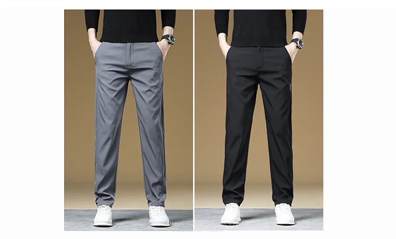 Winter Warme Leichte Fleece-Freizeithose für Herren, Slim Fit, Grau, Schwarz, Koreanischer Stil, Arbeitshose mit Elastischem Bund, Klassische Outdoor-Hose für Männer – Detail 5