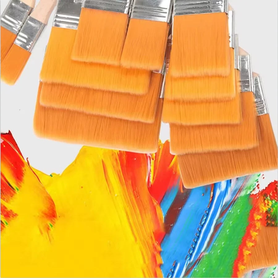 12-Piece Nylon Paint Brush Set–Premium Synthetic Bristles. Perfect for Acrylic, Oil, Watercolor, Drawing. Must-Have Art Supplies