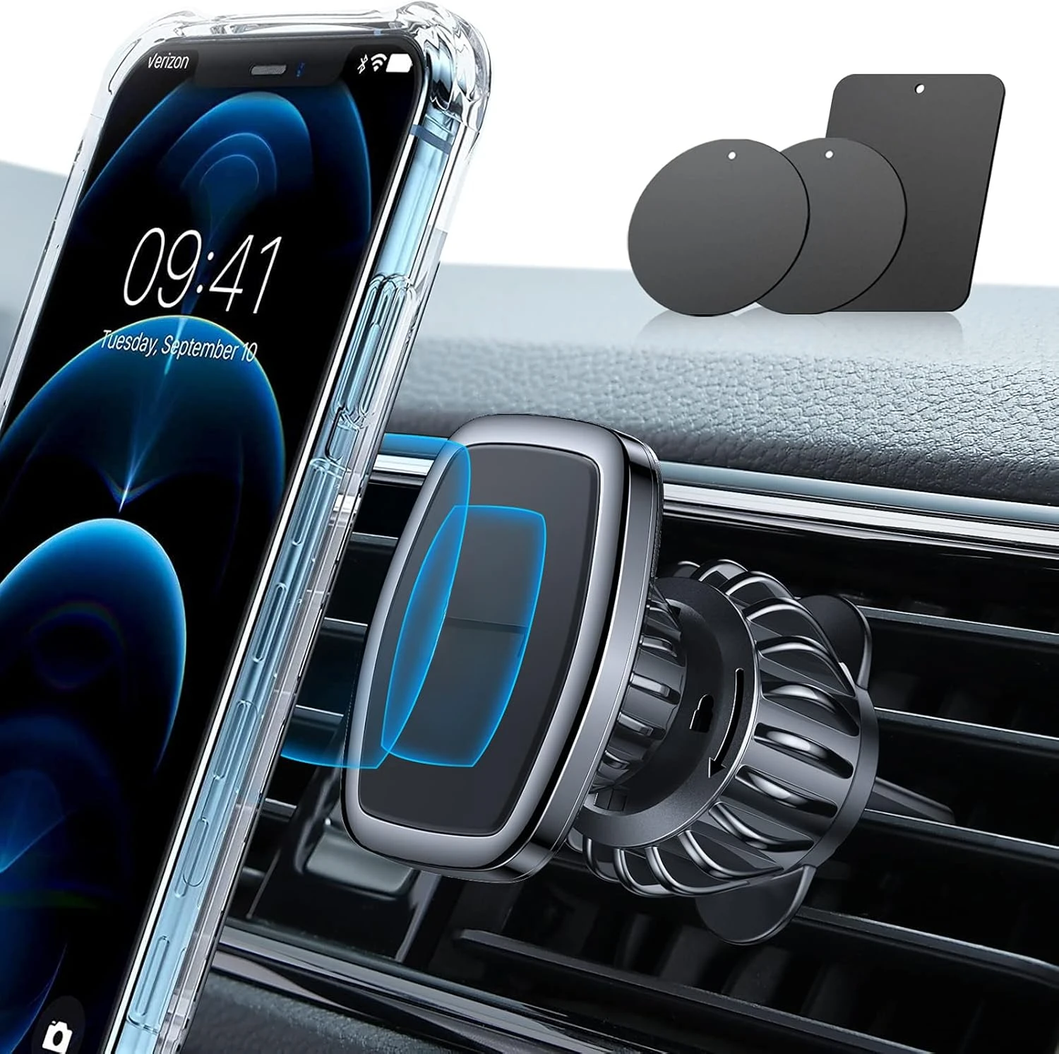 

Upgraded Magnetic Phone Holder for Car - 6 Strong Magnets, Case-Friendly,Compatible with Galaxy S25 Ultra&4-6.7 Inch Smartphones