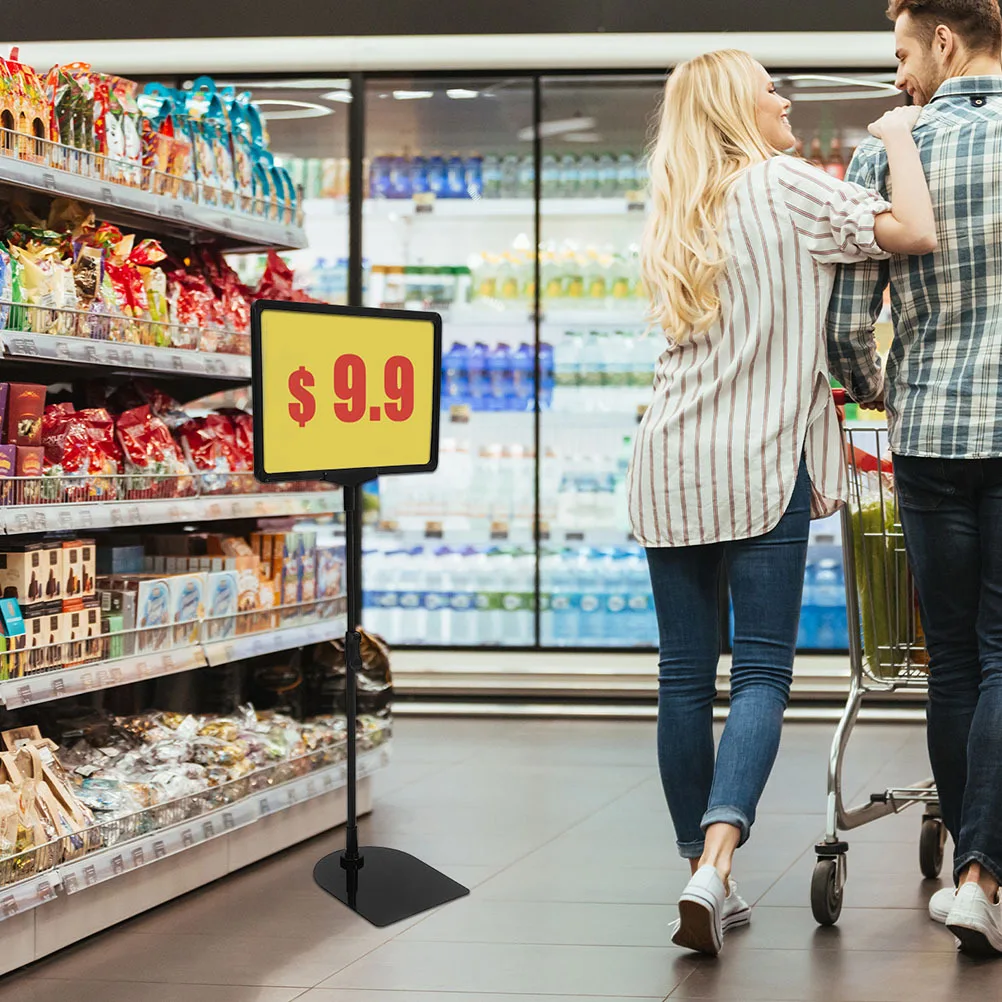 

2Sets Merchandise Sign Holder Price Tags Floor Display Stand Portable Deformation Resistant Store Sign Holders