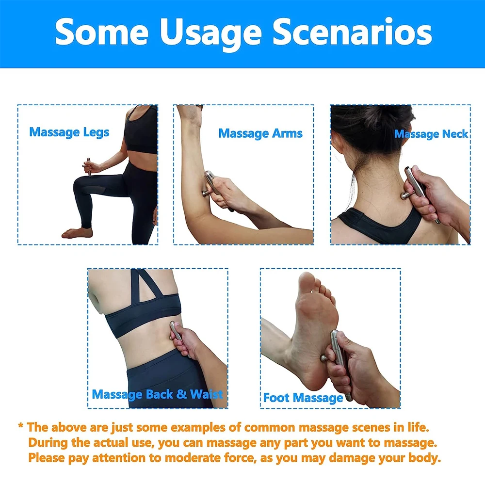 Stainless Steel Deep Tissue Massage Tool, Manual Trigger Point Massager, T-Bar Full Body Massage Tool,Pain Relief,Sport Massager