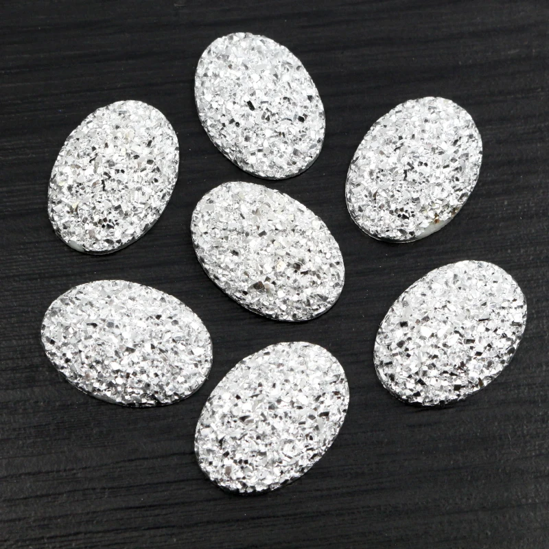 New Fashion 10pcs 18x25mm Mixed Colors Natural ore Style Flat back Resin Cabochons For Bracelet Earrings accessories