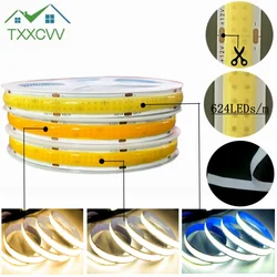 1-5m Double Row 12V/24V COB LED Light Strip High Brightness Flexible FOB LED Tape 624LED/m RA90 3000K 4000K 6000K Dimmable Strip