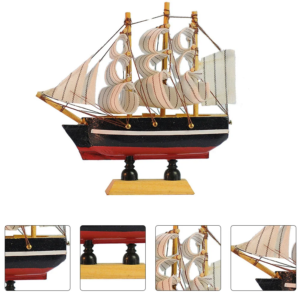 House Ornaments Sailing Model Decor Home Creative Boat Miniature Sailboat Wooden Child