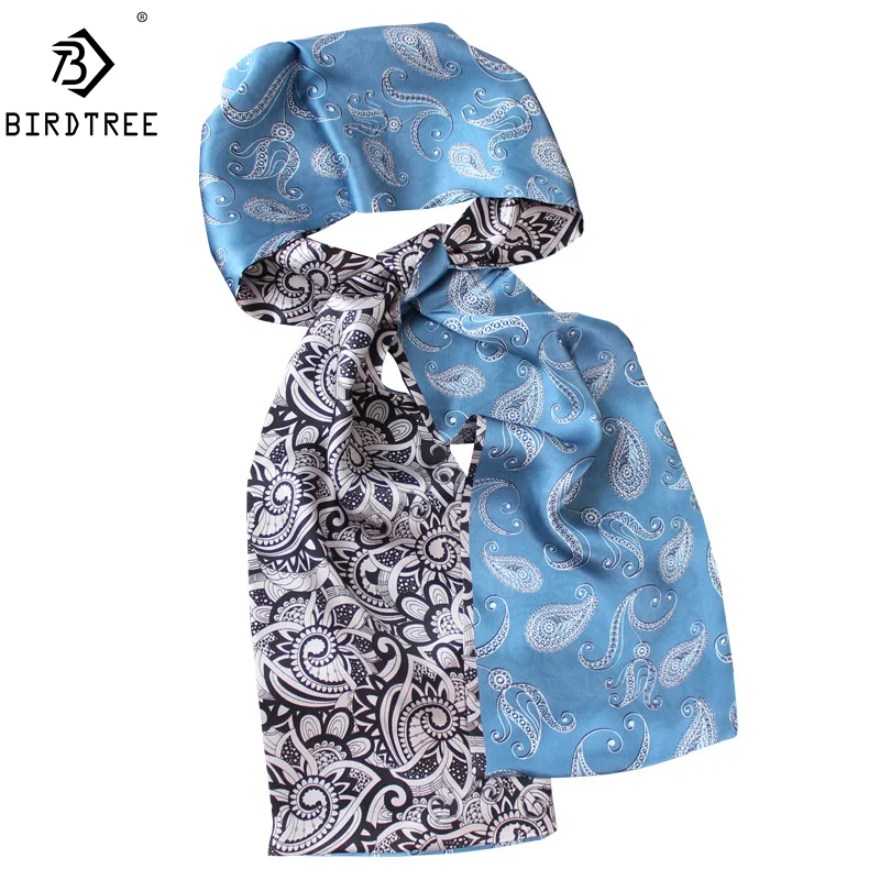 Lenço estampado Birdtree-Paisley para mulheres, 100% seda amoreira, cachecol retrô, fita que combina com tudo, presente da mãe, novo, primavera e outono, A41156QM, 2020