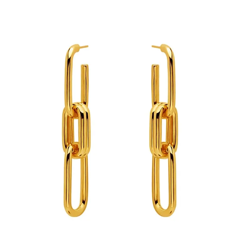 Fashion Rectangle Chain Drop Earrings for Women Paperclip Hear Link Dangle Earrings Statement Jewelry