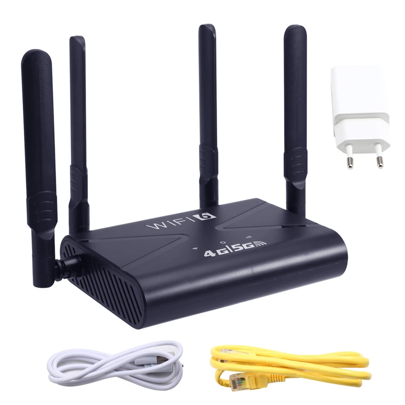 ✿WiFi6 LTE Wireless Router 300Mbps High-Speed 4G 5G CPE LTE Router with SIM Card Slot 4 Antennae for Phone Laptop EU PLUG