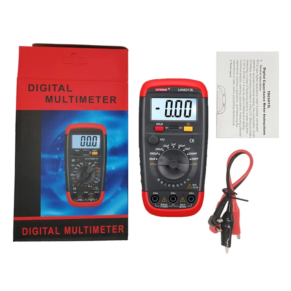 UYIGAO Medidor de Capacitância Digital Profissional, Capacitor Tester, Retenção de Dados Ferramenta Eletrônica de Diagnóstico, 200pF-20mF, UA6013L