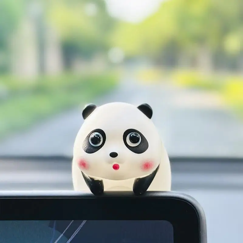 Auto Dashboard Ornament Cute Panda Doll Model Center Console Display Souvenir Figure Decor Animal Figurine Enhance Aesthetics