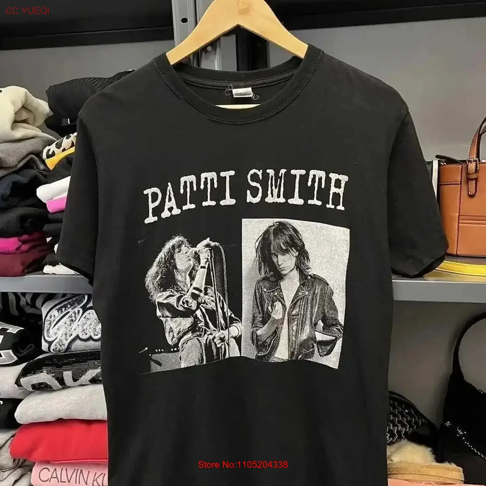 Band T Shirt Rock Vintage Patti Smith AN43297 Washed Comfortable homme Stylish Slightly fashion Stretched graphic vintage