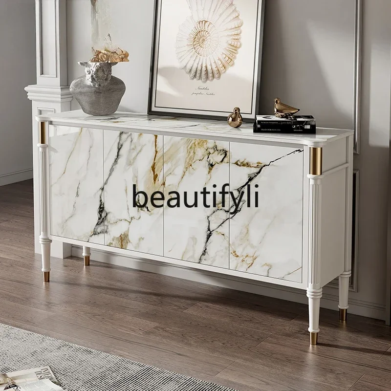 

Slate mystery cabinet entry light luxury solid wood decorative side cabinet modern simple storage shoe cabinet