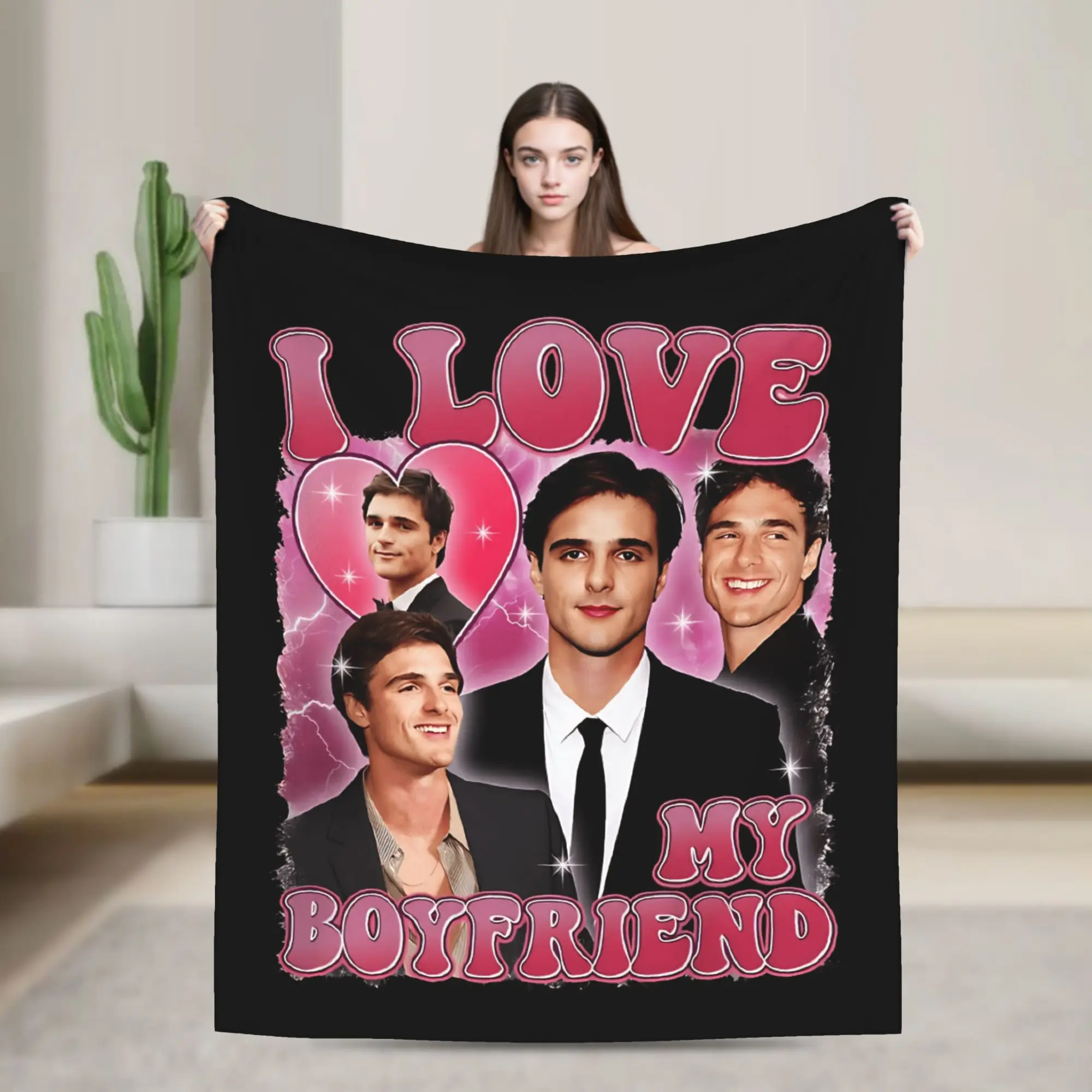 Jacob Elordi I Love My Boyfriend Plush Blanket Child  Flannel Throw Blanket For Living Room Soft Design Quality Gift Idea
