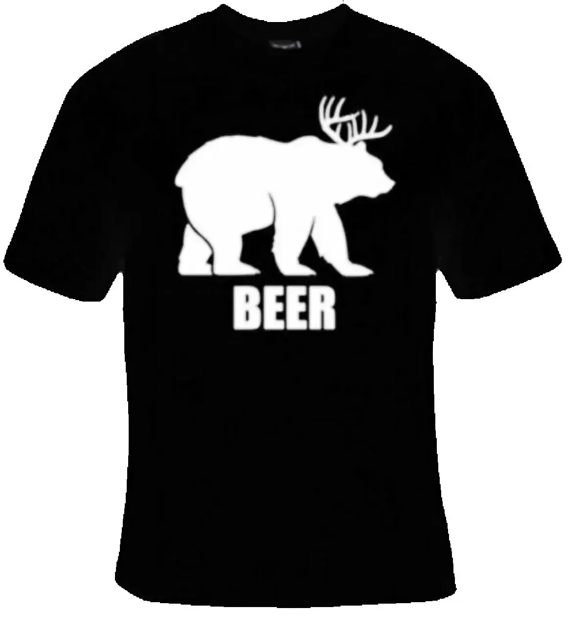 Bear Deer Beer Funny Design The Bear with Antlers T Shirt. Short Sleeve 100% Cotton Casual T-shirts Loose Top Size S-3XL