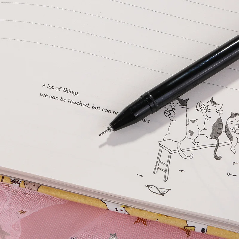 Imagem -04 - Kawaii Black Kitten Gel Pen Desenhos Animados a Tinta Olhos Grandes Canetas Netural Papelaria Escolar Material de Escritório Crianças 0.5 mm 10 Pcs por Lote