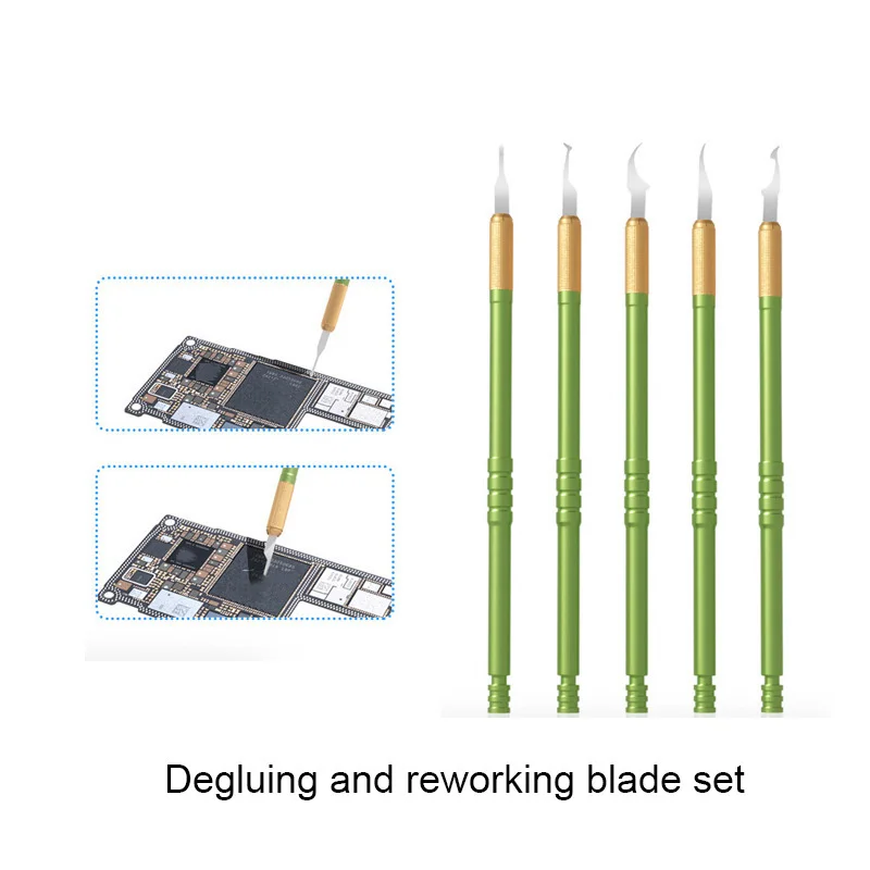 

TE-153 Degluing Reworking Blade Set Disassembling CPU Pry Knife for Mobile Phone Repair Pry CPU Remove Glue Blade Tool