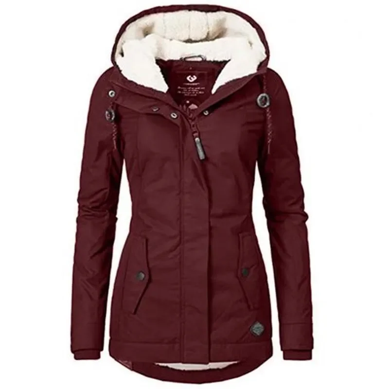 2024 New Winter Women Warm Parkas Hooded Thick Plush Winter Coats Female Mid-Long Cotton Jacket Warm Coat Outwear