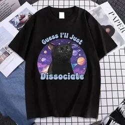 Black Cat Funny Meme Graphic Tshirt Summer Women's Vintage Short sleeved Tshirt Fashion Beauty Clothing T-shirt Street Clothing