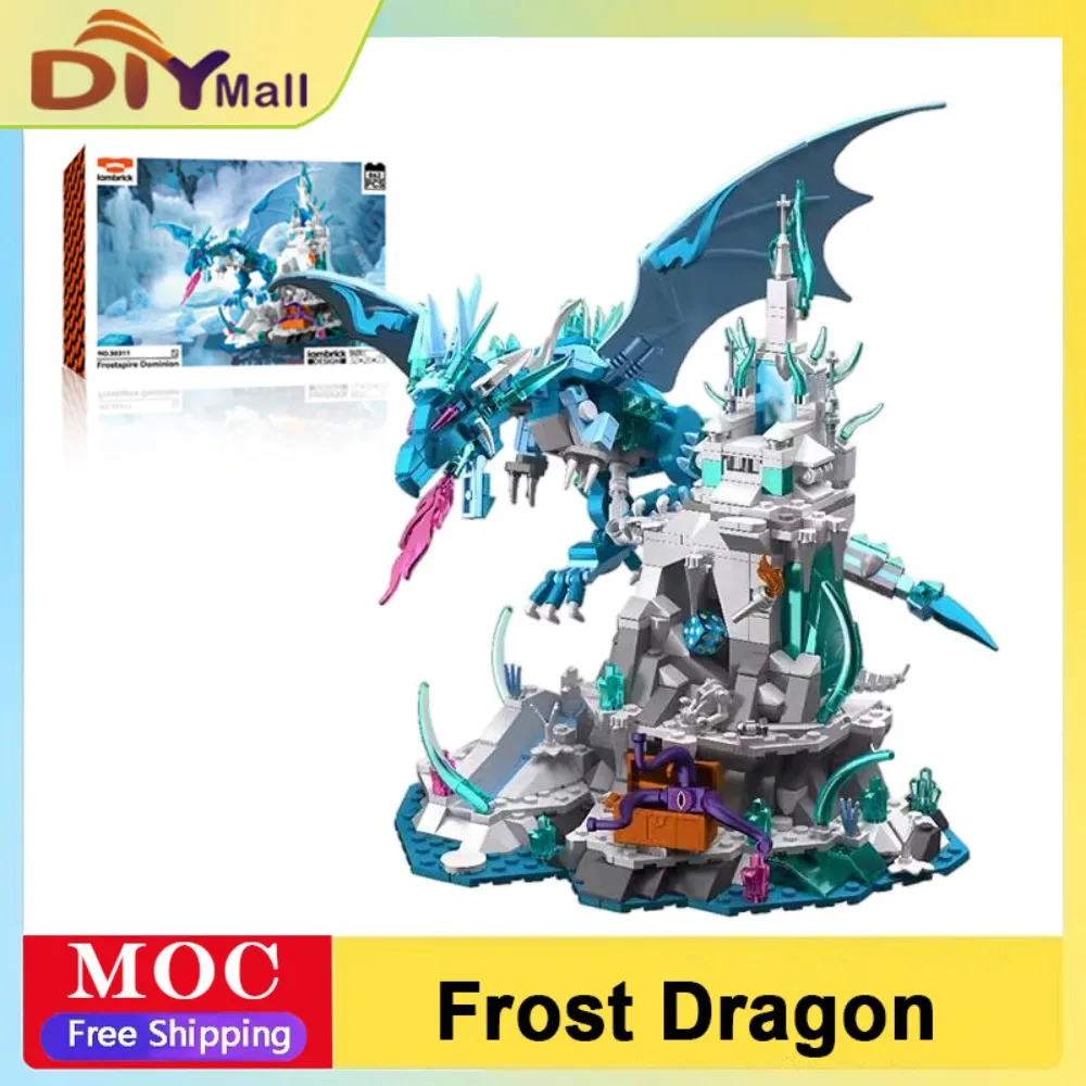 

Frostspire Dominion Castle 862PCS Building Set Giant Dragon Throne with Movable Structure Medieval View Model Collection Gift
