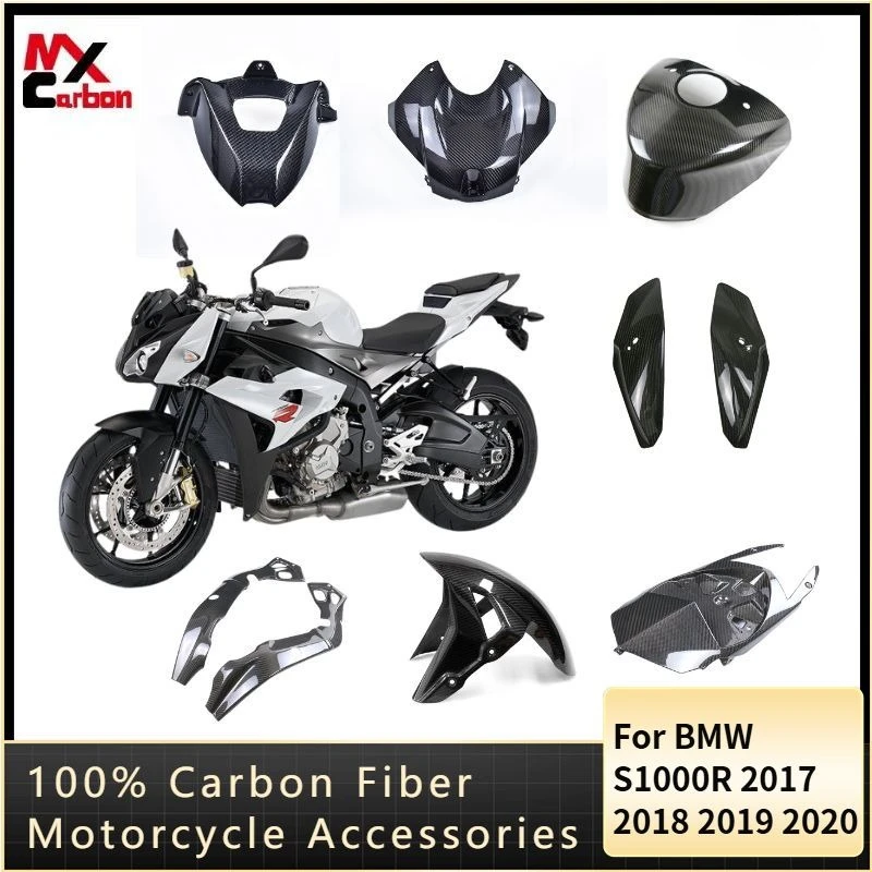 

For BMW S1000R 2017 2018- 2020 Full Carbon Fiber Side Panels Tank Cover Bell Pan Front Fairing Kit Parts Motorcycle Accessories