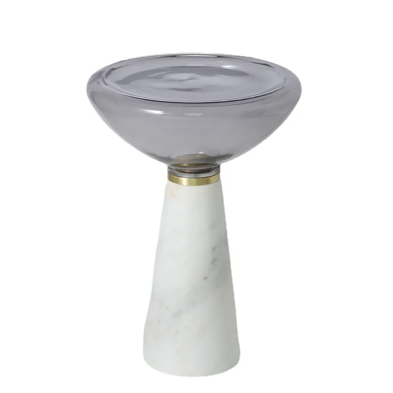 

Nordic light luxury creative mushroom cloud glass coffee table marble bell living room
