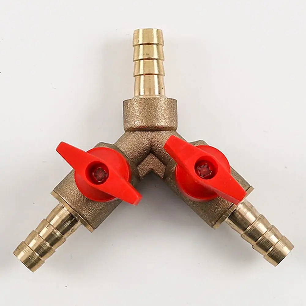 8mm/10mm/12mm Y Type Hose Barb Three 3 Way Brass Shut Off Ball Valve Pipe Fitting Connector Adapter For Fuel Gas Water Oil Air