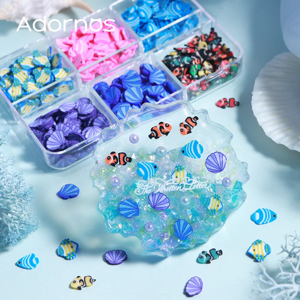 Ocean Starfish Fish Shell Nail Art Decoration Summer Cute Multicolor 3D Polymer Clay Slices Nail Design DIY Manicure Accessories