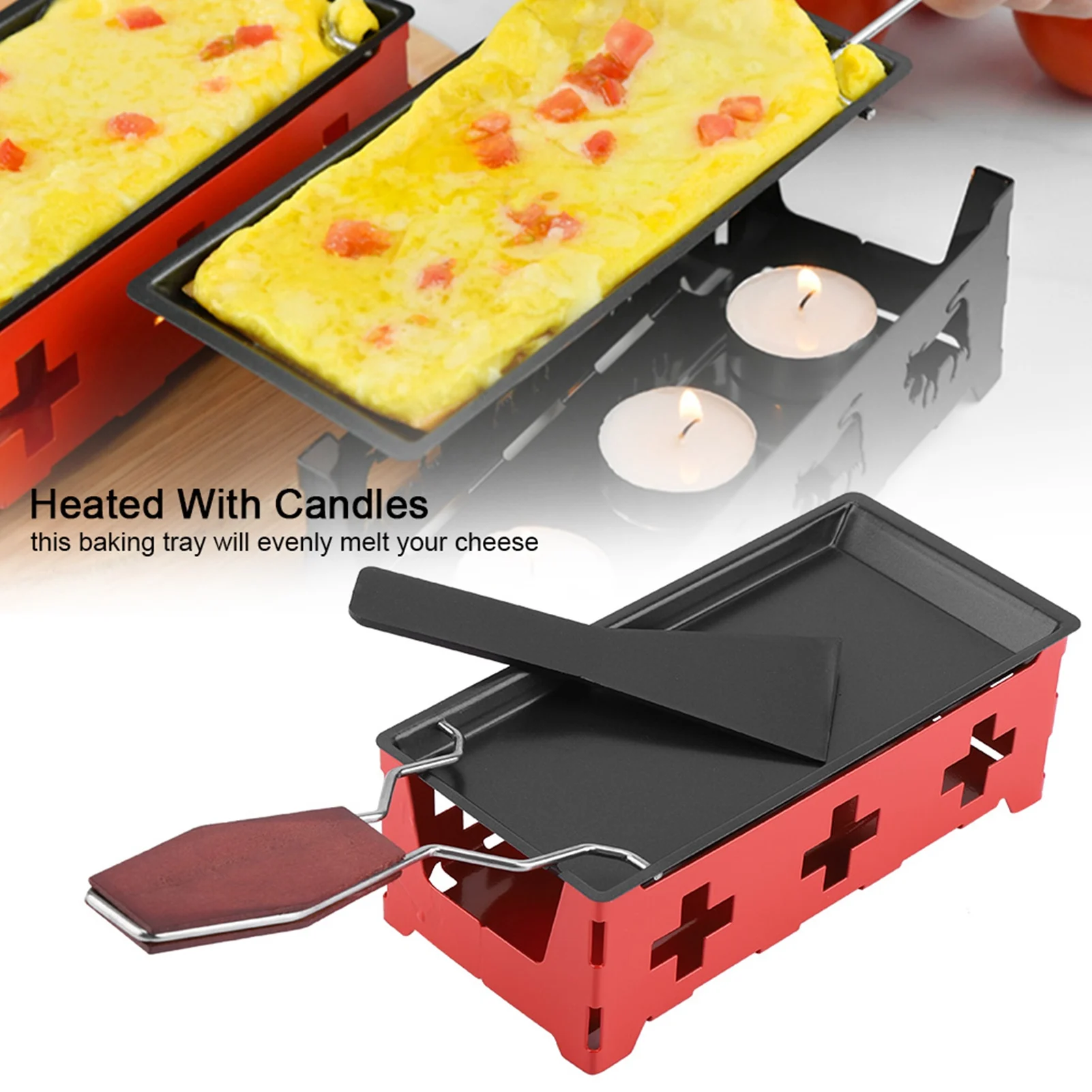 Mini Raclette Set Portable NOn Stick Cheese Raclette Rotaster Baking Tray Stove Set Home Kitchen Grilling Tool
