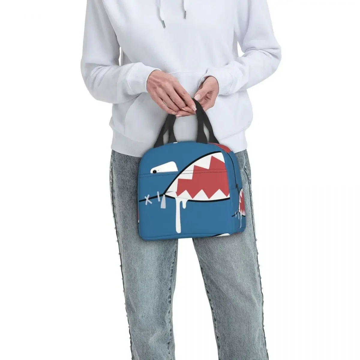 Gawr Gura Shark Mouth Insulated lunch bag Hololive Anime Women Kids Cooler Bag Thermal Portable Lunch Box Ice Pack Tote