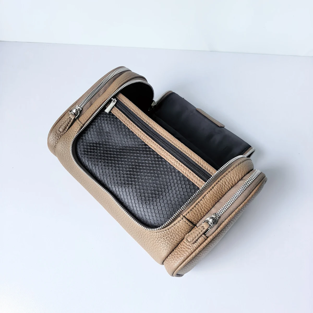 Echtes Leder Unisex Hängende Kosmetiktasche Reise Große Kapazität Multifunktionale Premium Toilettenartikel-Aufbewahrungstasche Tragbar – Detail 14