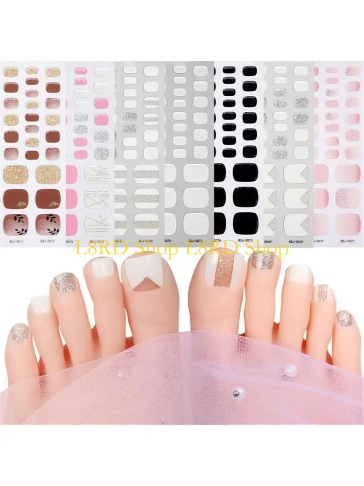 

L8RD Toenail Stickers Semi Cured Gel Toenail Polish Strips Pedicures Nails Stickers
