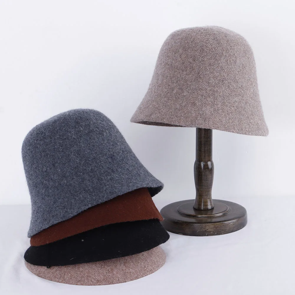 2022 New Winter wool Bucket Hats for Womens Panamas Foldable fashion solid colour hat Outdoor Trave for giftl free shipping