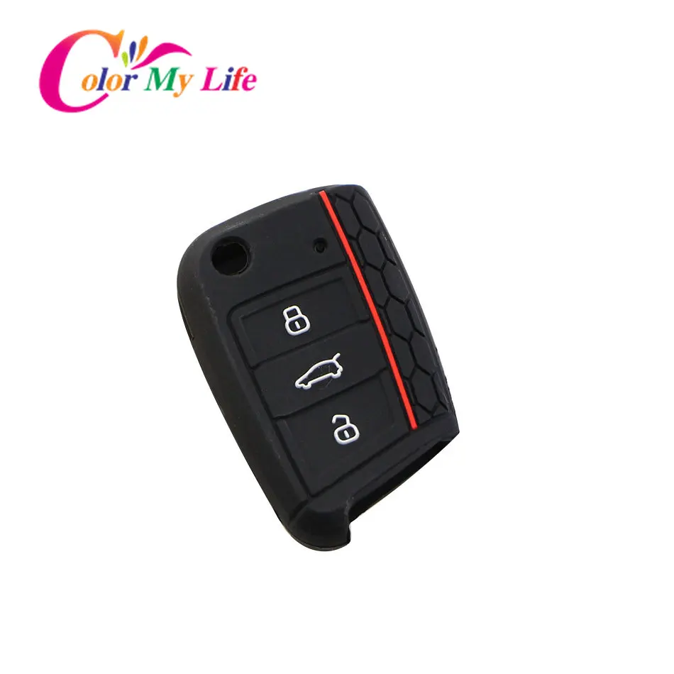 Silicone Key Case Cover Keychain for VW Polo Golf 7 Tiguan for Skoda Octavia Kodiaq Karoq for SEAT Ateca Leon Ibiza 2015 - 2017