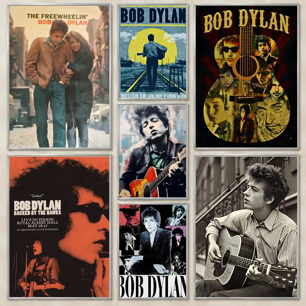Singer Folk Bob Dylan Poster Self-Adhesive Wall Art HD Print For Dorm Teen Room Decor Gift