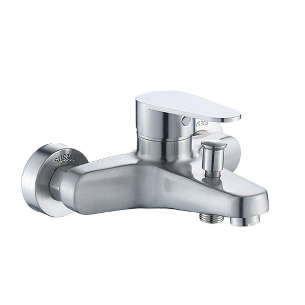 

SUS 304 Stainless Steel Hot and Cold Wall Mounted Single Handle Two Holes Triple Sink Bathtub Tap Bathroom Shower Tub Faucet