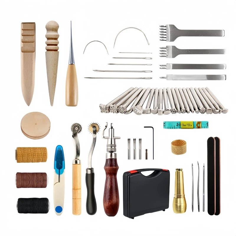 

Инструменты для работы с кожей, набор для ручного шитья и ремонта кожи, набор для вырезания, перфорации и гравировки, набор для DIY, профессиональный набор инструментов.