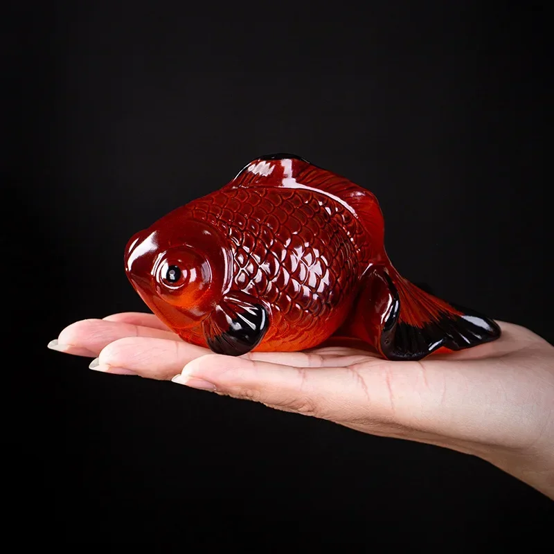 

Koi меняющий цвет чайный орнамент для домашних животных, керамический чайный питомец, новый чайный сбор с изображением золотой рыбки, декоративные аксессуары для чайной посуды