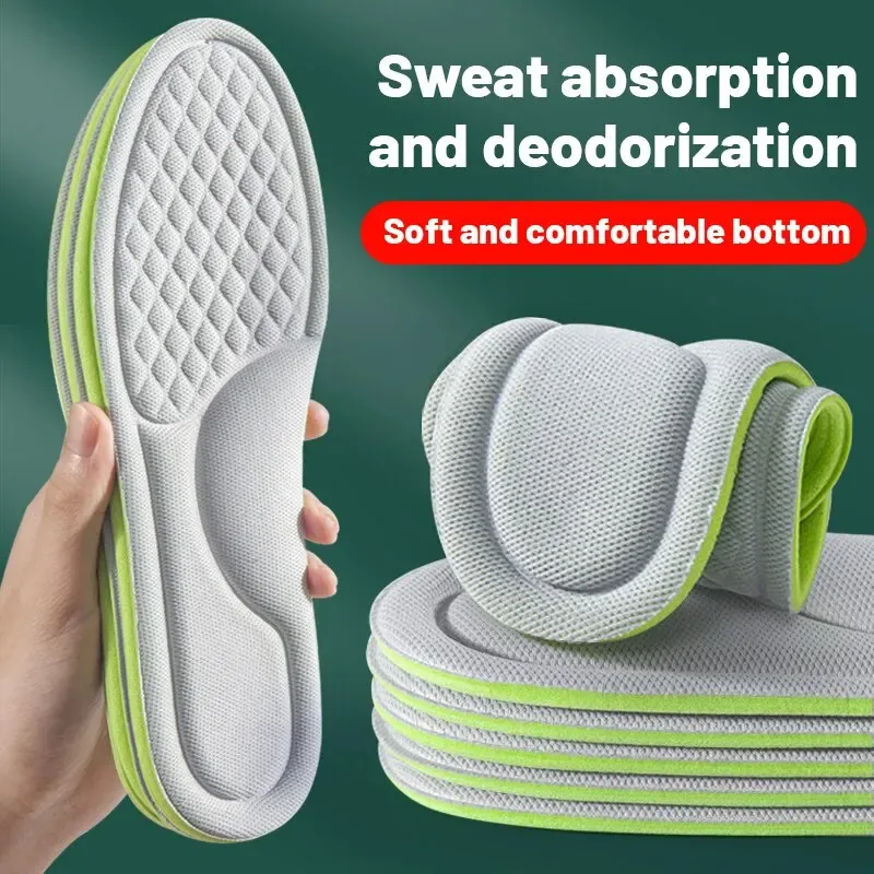 

5D Massage Sports Insoles Memory Foam Shock Absorbing Breathable Deodorant For Running Walking Men Women Comfort Cushion